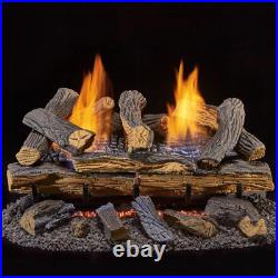 Split Red Oak 24 In. Vent-Free Gas Fireplace Logs with Manual Control