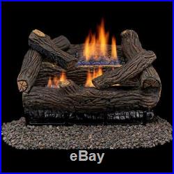 Stacked Red Oak 18 In. Vent-Free Gas Fireplace Logs With Thermostat