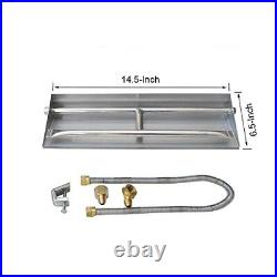 Stainless Steel Natural Gas Fireplace Dual Flame Pan Burner Kit 14.5inch