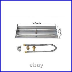 Stanbroil Stainless Steel Natural Gas Fireplace Dual Flame Pan Burner Kit, 14