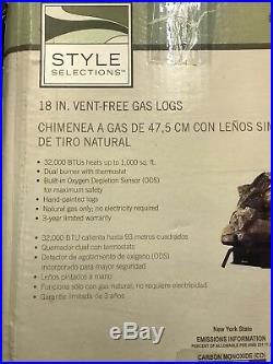 Style Selections 18 Manual Natural Gas Vent Free 32,000 BTU Logs 1,100 Sq Ft