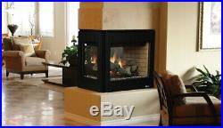 Superior DRT35PF Direct Vent Peninsula View Gas Fireplace with Deluxe Oak Log Set
