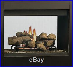 Superior DRT35PF Direct Vent Peninsula View Gas Fireplace with Deluxe Oak Log Set