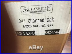 Surefire Vented 24 Fireplace Nature Gas Burner & (7) Piece Log Set SH2474N