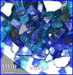 TROPICAL BLUE BLEND 1/2 Premium Reflective Fire Glass for Fireplace & Fire Pit