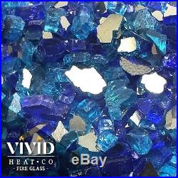 TROPICAL BLUE BLEND 1/2 Premium Reflective Fire Glass for Fireplace & Fire Pit