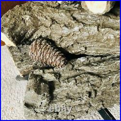 Timberline fireplace Gas Logs insert Oak ceramic logs & pinecones & base 24