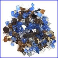 Tropic Blue, Amber, Clear 1/2 Premium Reflective Fire Glass Fireplace Fire Pit