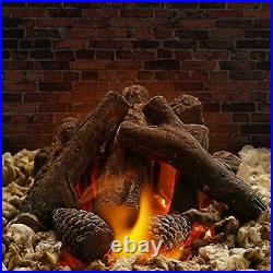 Uniflasy 10 Pcs Gas Fireplace Log Set Ceramic Wood Fake Log for Firebowl Prop