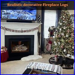 Uniflasy Fake Gas Fireplace Logs, 7pcs Faux Ceramic White Birch Wood Firepit