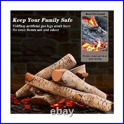 Uniflasy Gas Fireplace Log Set Ceramic White Birch for Intdoor Inserts, Vente