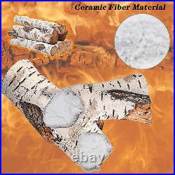 Uniflasy Gas Fireplace Log Set Ceramic White Birch for Intdoor Inserts, Vented