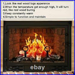 Uniflasy Gas Fireplace Logs 6pcs Ceramic White Birch Wood Fireplace Gas Logs