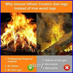 Utheer 26.8 Large Gas Fireplace Logs, Ceramic White Birch Wood Logs for Indo