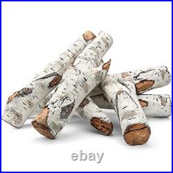 Utheer 26.8 Large Gas Fireplace Logs Ceramic White Birch Wood Logs for Indoo