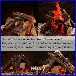 Utheer Gas Fireplace Log Set10 pcs Ceramic logs for Fireplace Large Ceramic W