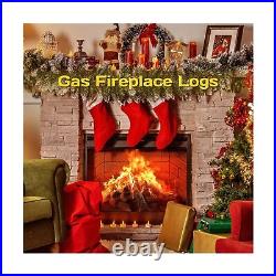 Utheer Gas Fireplace Log Set, 10 pcs Ceramic logs for Fireplace, Large Ceramic