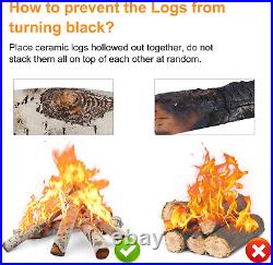 Utheer Gas Fireplace Logs, Birch Fireplace Logs 6-Piece, Ceramic Wood Gas Firepl