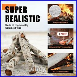 Utheer Gas Fireplace Logs Set 16'' White Birch Wood Logs Perfect for Vented G