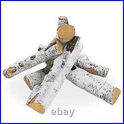 Utheer Gas Fireplace Logs Set Ceramic White Birch Log for Gas Fireplace, Outd