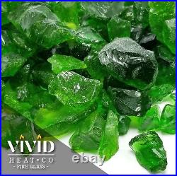 VIVID DEEP GREEN 1/2 3/4 Large Fireplace Fire Pit Fireglass Glass Crystals