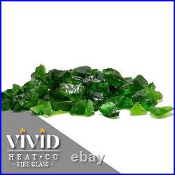 VIVID DEEP GREEN 1/2 3/4 Large Fireplace Fire Pit Fireglass Glass Crystals