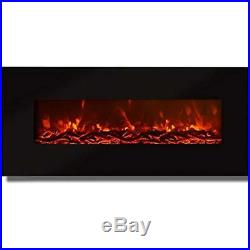 Valencia Black 50 Log Ventless Heater Electric Wall Mounted Fireplace Wood Gas