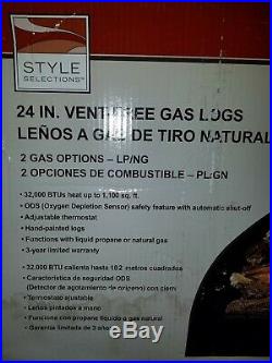 Vent Free Dual Fuel Fireplace Logs Insert 24 inch Natural Gas or Propane