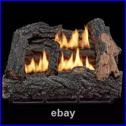 Vent Free Dual Fuel Gas Log Set 18 in 30,000 BTU Manual Control Oak Fireplace