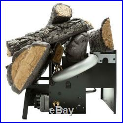 Vent free Natural Gas Fireplace Logs Savannah Oak 18 Inch With Remote Emberglow