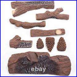 Vented Decorative Ceramic Wood Gas Fireplace Logs Set for Indoor/Outdoor