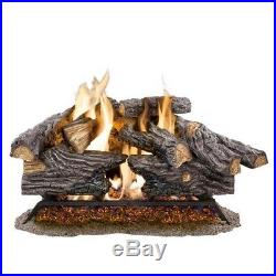 Vented Gas Fireplace Log Set 24 in. Dual-Burner Heater Decorative Fire Rocks New