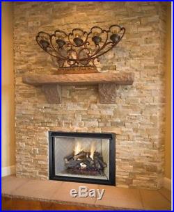 Vented Gas Fireplace Log Set Dual-Burner Heater Decorative Fire Glass/Rocks 24