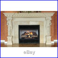 Vented Gas Fireplace Logs 30 in. 60K BTU Variable Flame Optional Remote Control