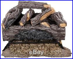 Vented Gas Fireplace Logs Indoor Heater Decorative Fire Glass Rocks Warmer 18