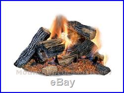 Vented Natural Gas Fireplace Log Set Insert 18 Logs Oak 50,000 BTU Burner Fire