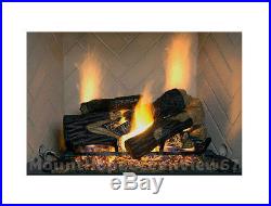 Vented Natural Gas Fireplace Log Set Insert 18 Logs Oak 50,000 BTU Burner Fire