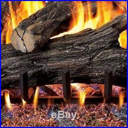 Vented Natural Gas Fireplace Log Set Realistic Flame Fire Place Heater 24 In New