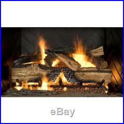 Vented Natural-Gas Fireplace Logs 9-Piece 24-Inch Split Oak Cement Log Set Decor