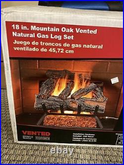 Vented Natural Gas Log Set 18 in. 45,000 BTU Match Light Mountain Oak