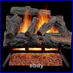 Vented Natural Gas Log Set Chimney 45,000 BTU Match Light Mountain Oak 18 In