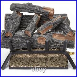 Venter Log Fireplace Set 18 inch Natural Gas 45,000 BTU Manual Ignition Ceramic