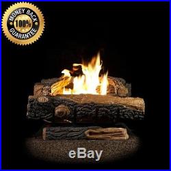 Ventless Gas Fireplace Log Grate Decorative Insert Propane Fire Set Temp Control