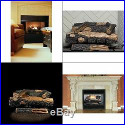 Ventless Gas Fireplace Log Grate Decorative Insert Propane Fire Set Temp Control