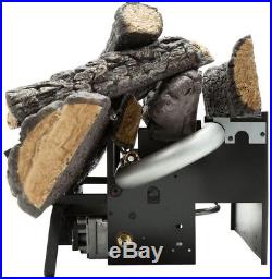 Ventless Gas Fireplace Log Natural Gas Home Remote Control Savannah Oak 18 in
