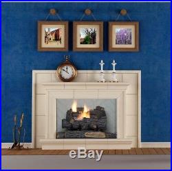 Ventless Gas Fireplace Log Natural Gas Home Remote Control Savannah Oak 18 in