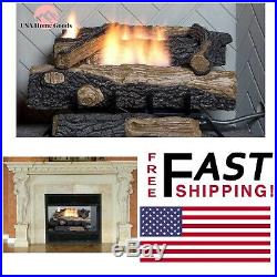 Ventless Natural Gas Fireplace Logs 24 Oakwood With Thermostatic Control Auto-Off