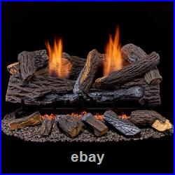 Ventless Propane Gas Log Set 24 In. Stacked Red Oak Manual Control
