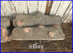Vintage Ceramic Vented Natural Gas Fireplace Logs with 2 Level On/Off Valves