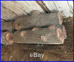 Vintage Ceramic Vented Natural Gas Fireplace Logs with 2 Level On/Off Valves